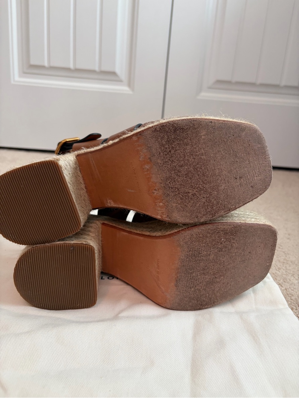 Me + Em Espadrille Platform Women's Brown Sandals Full Grain Leather Sz US 9/9.5 - Picture 10 of 14
